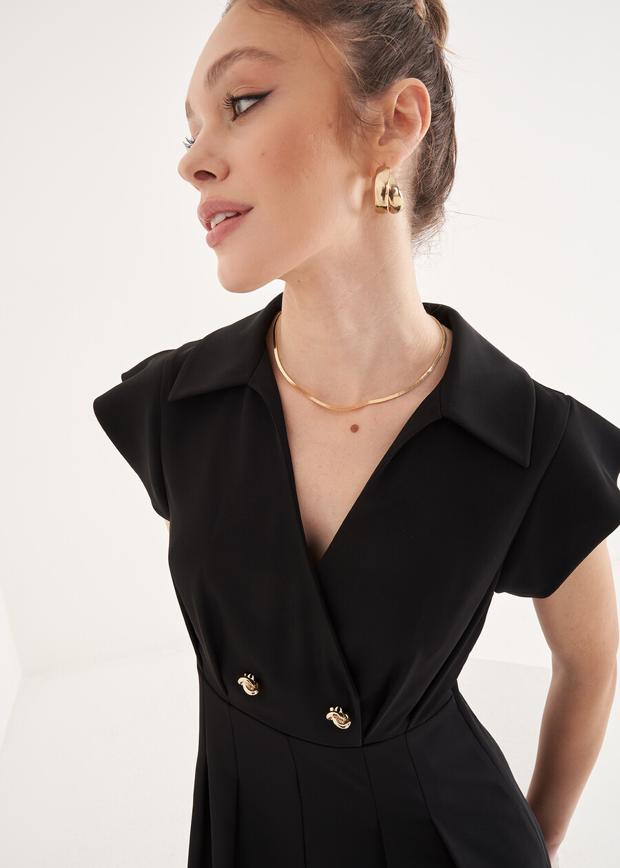Alan Midi Dress With Collar NERO BLACKBLU ELETTRICO Woman , image number 2