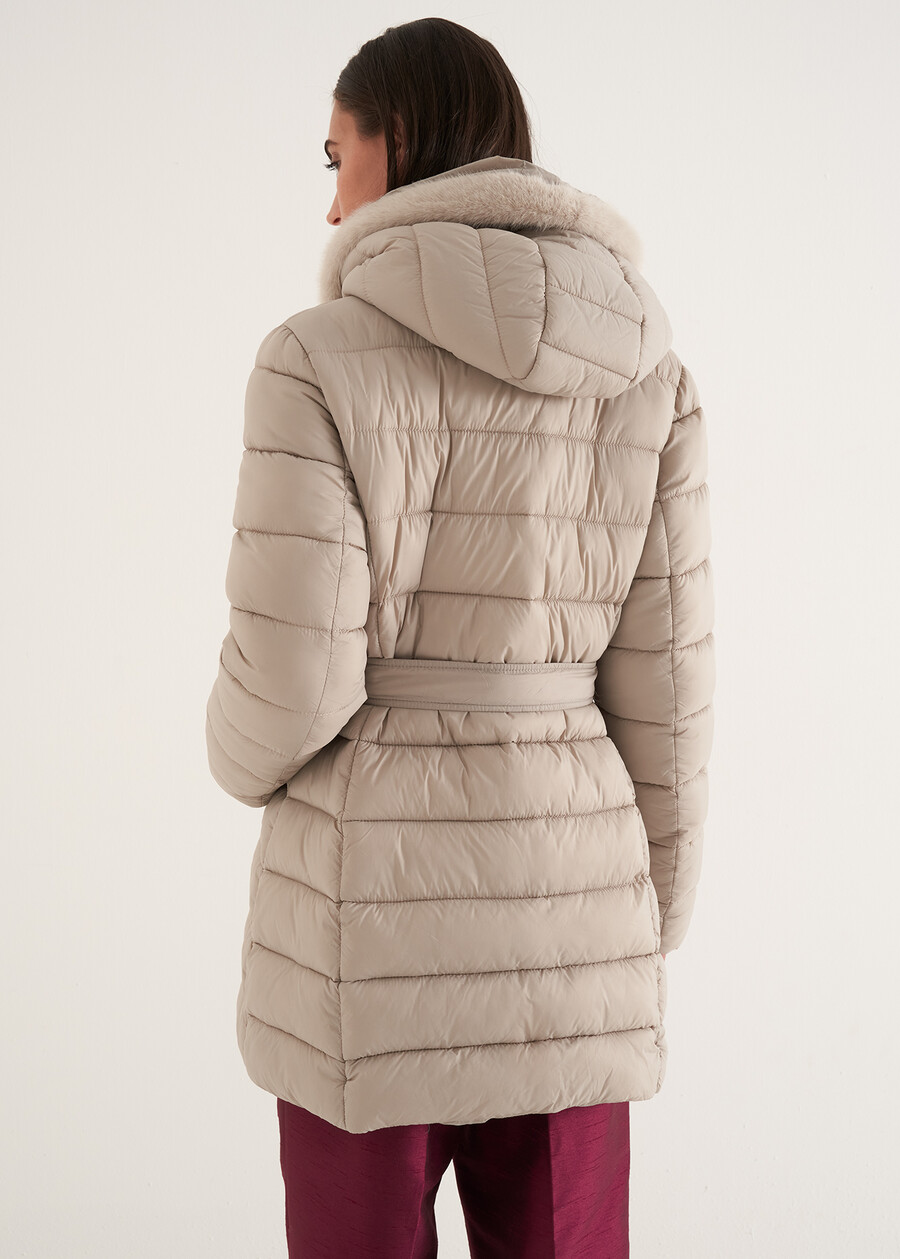 Portos long padded coat with belt NERO BLACKGRIGIO PERLA Woman , image number 5