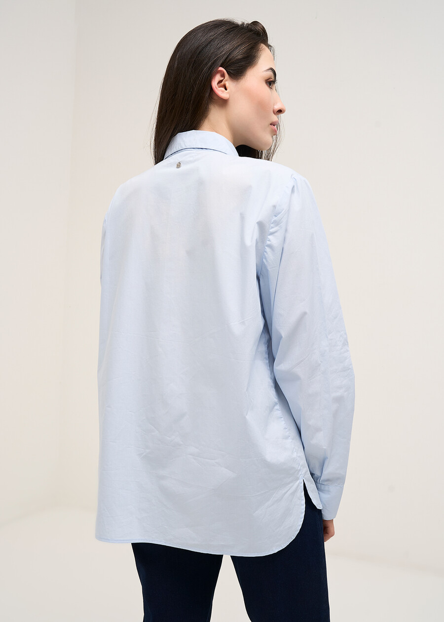 Cataya cotton inlay shirt BIANCO WHITEAZZURO AZZURRO Woman , image number 3