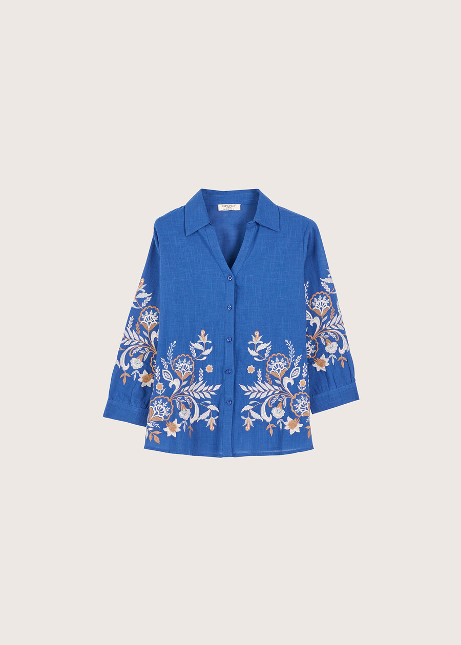 Cheryl 100% cotton shirt BLU MEDIUM BLUE Woman , image number 4