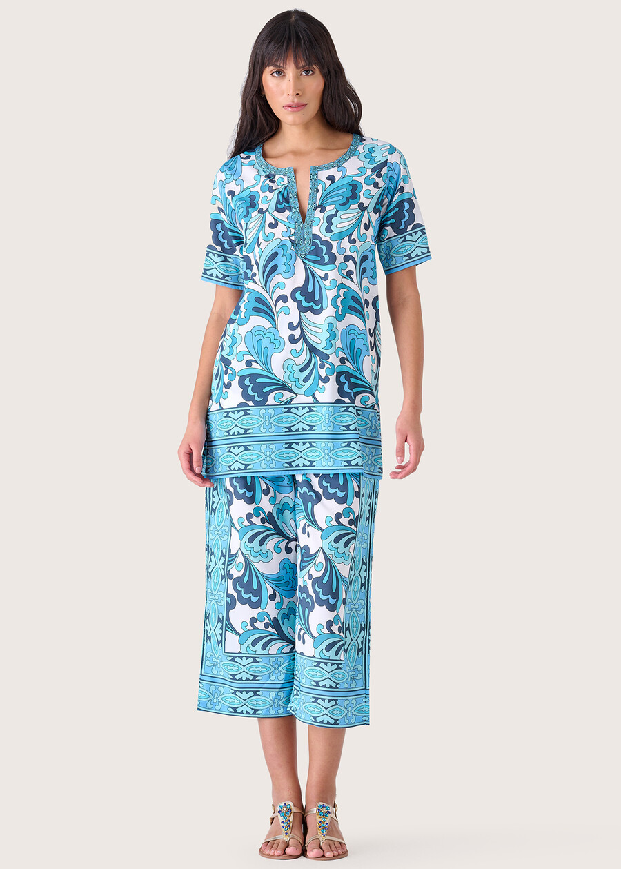 Kurta Claude in crepe BLUE TURCHESE Donna , immagine n. 4