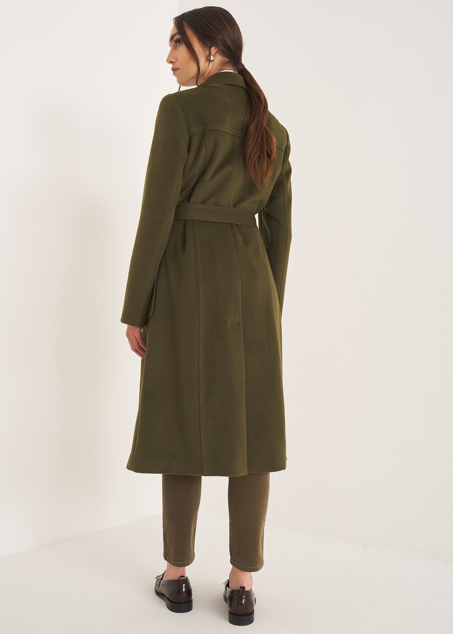 Clotilde belted wool-blend coat VERDE ALGA Woman , image number 3