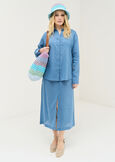 Clizia long linen shirt BIANCO WHITEBLU AVION Woman image number 4