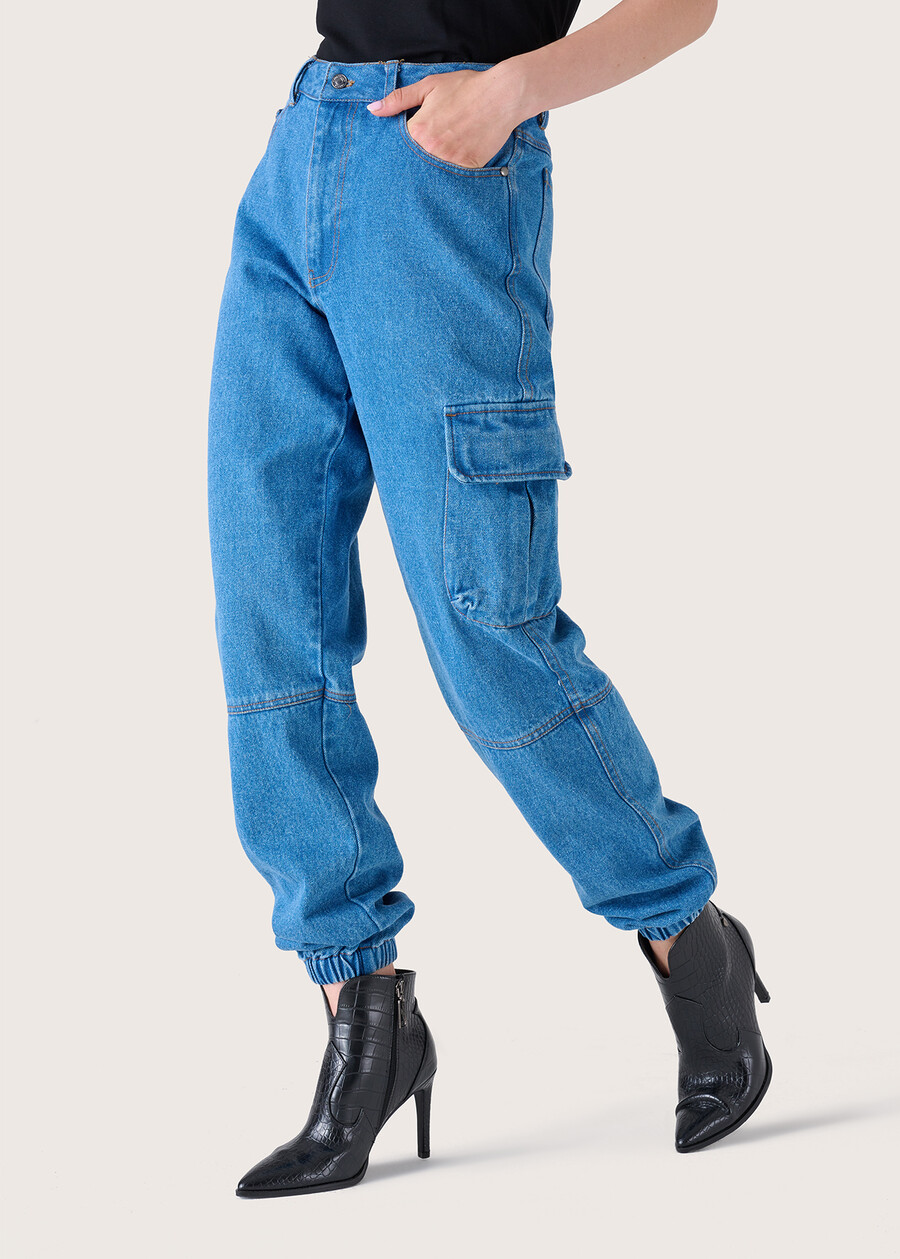Daxy 100% cotton denim trousers, Woman  , image number 1