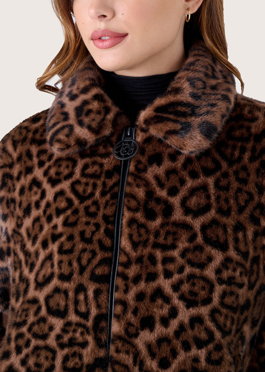 Giubbino Ganda in ecopelo animalier MARRONE TABACCO Donna , immagine n. 4