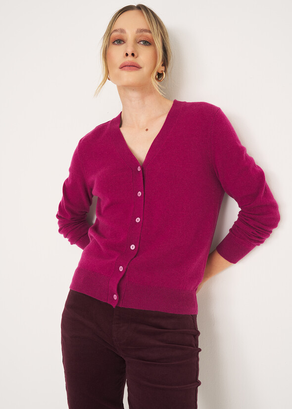 Cardigan Clooney in lana e cashmere ROSSO MAGENTA Donna null