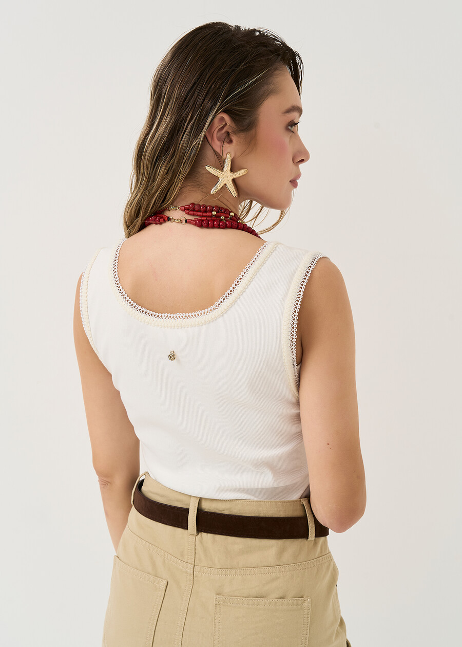 Canotta Tommy con passamaneria BEIGE LATTE Donna , immagine n. 2