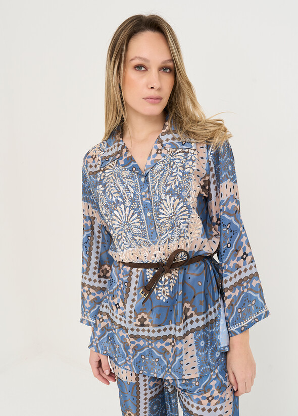 Blusa Bly stampata con ricami BLU AVION Donna null