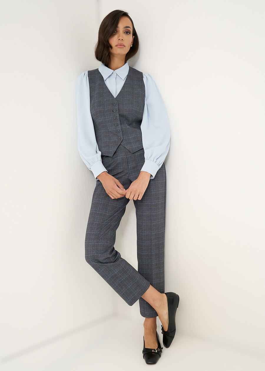 Archivio tailored check vest GRIGIO GREY Woman , image number 4