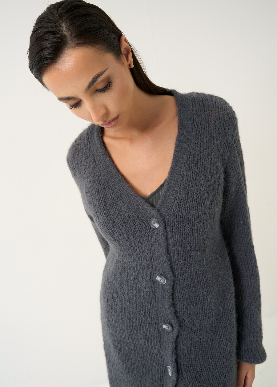 Cardigan Cassy lungo scollo a V GRIGIO Donna , immagine n. 3