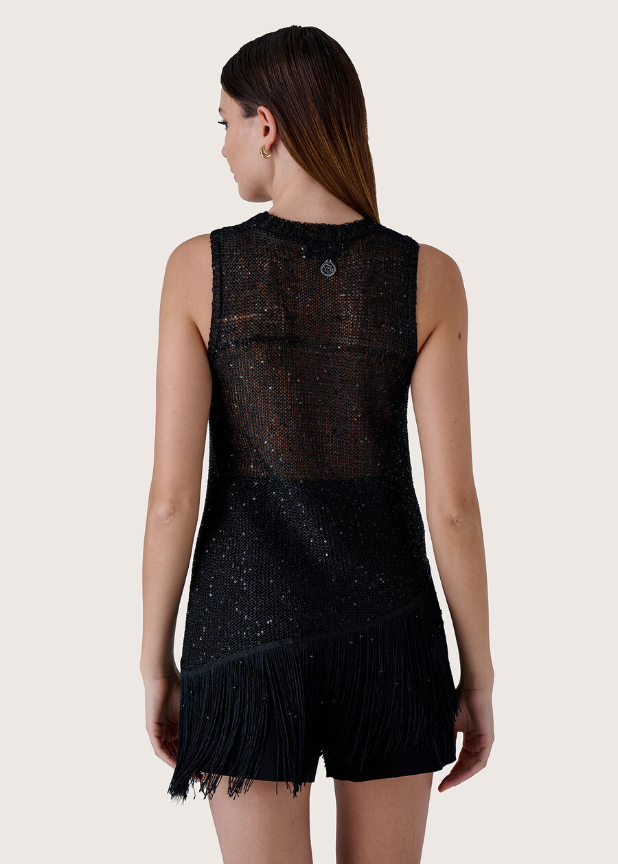 Talea top with micro-paillettes NERO BLACK Woman , image number 4