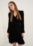 Amor flock short dress with ruffles NERO Woman image number 2