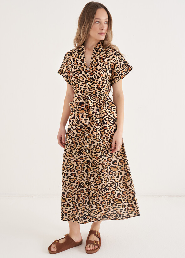 Abito Addis Chemisier Animalier BEIGE Donna null