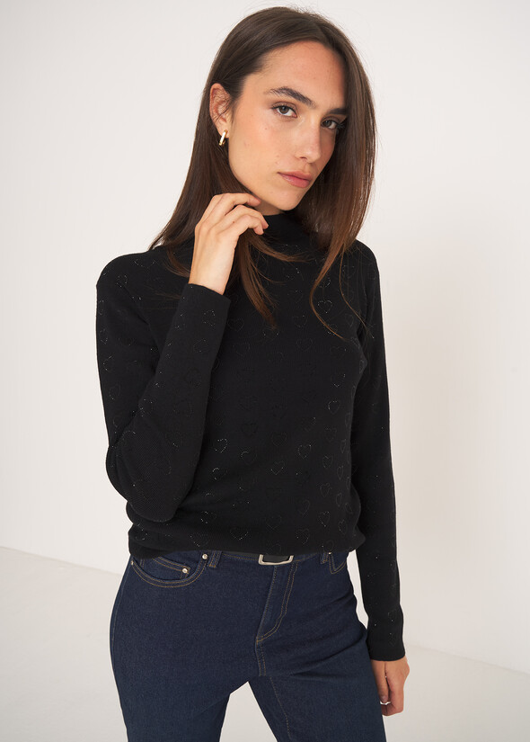 Marsh sweater with rhinestone hearts NERO BLACK Woman null