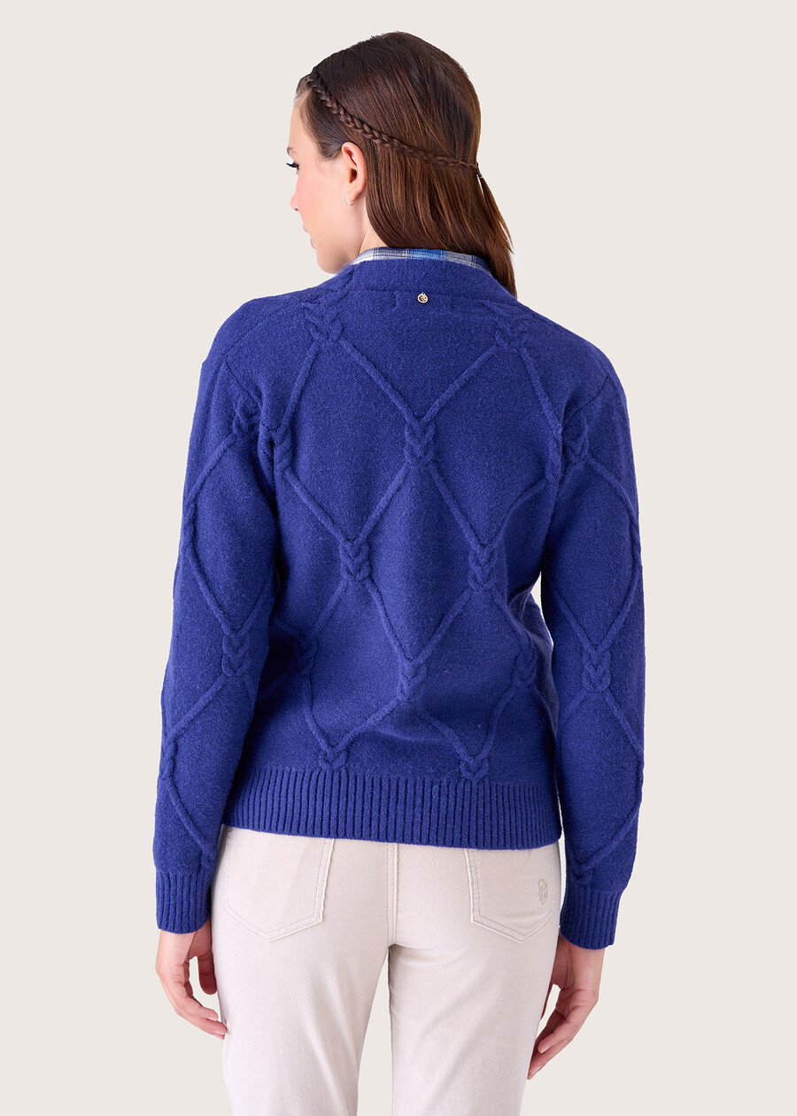 Cardigan Tancredi in misto viscosa BLU MEDIUM BLUE Donna , immagine n. 3