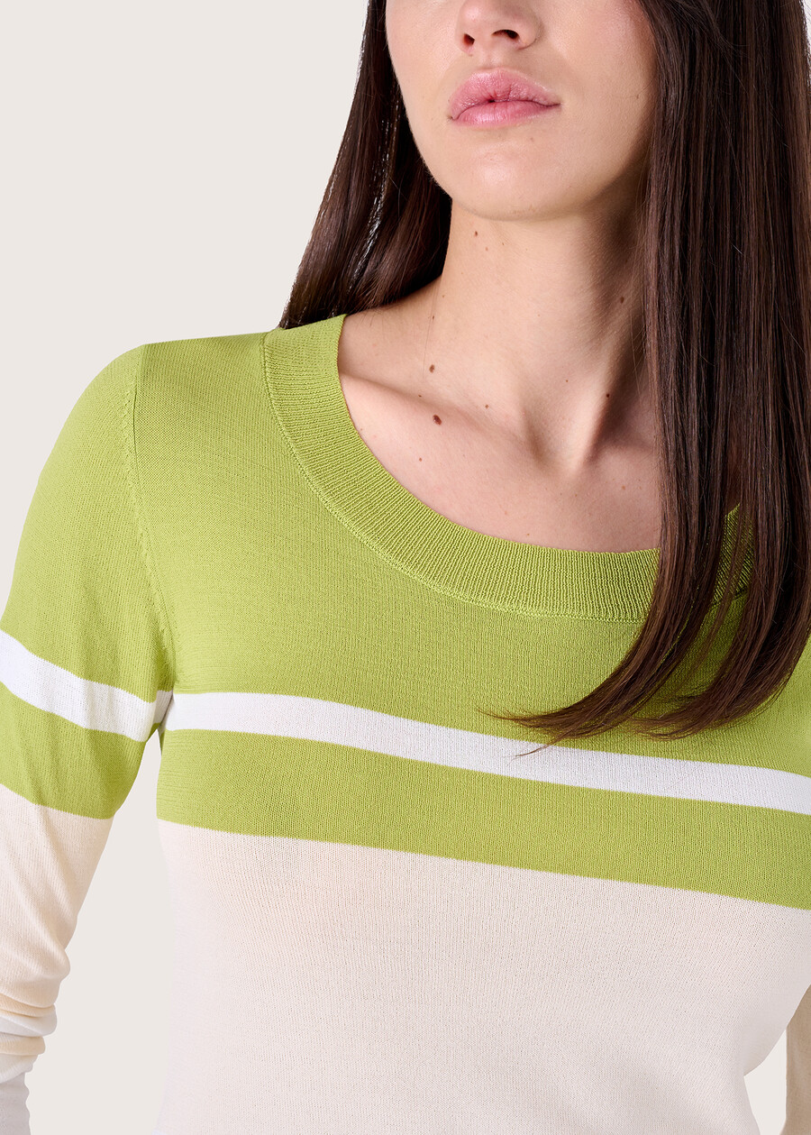 Mya round-neck sweater VERDE SALADBLU ELETTRICO Woman , image number 2