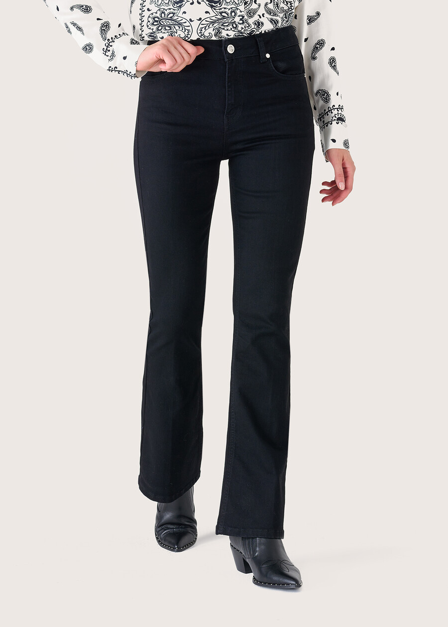 Danny cotton denim trousers NERO BLACK Woman , image number 2