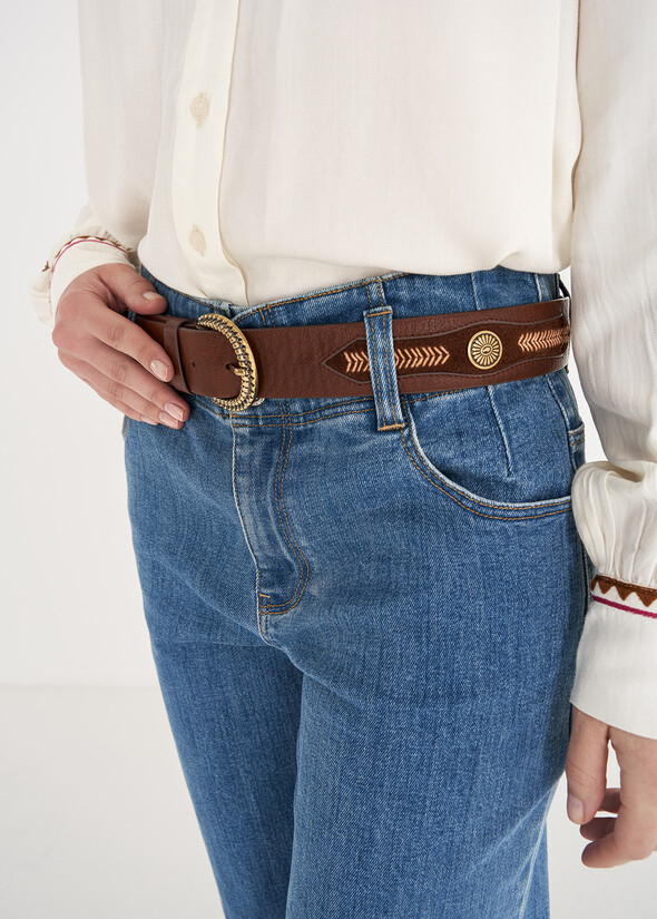 Caleida 100% genuine leather belt MARRONE Woman null