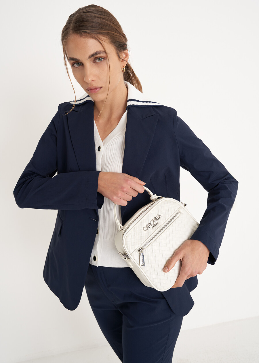 Bauletto Byl in ecopelle BIANCO WHITEBLU CELESTENERO BLACK Donna , immagine n. 1