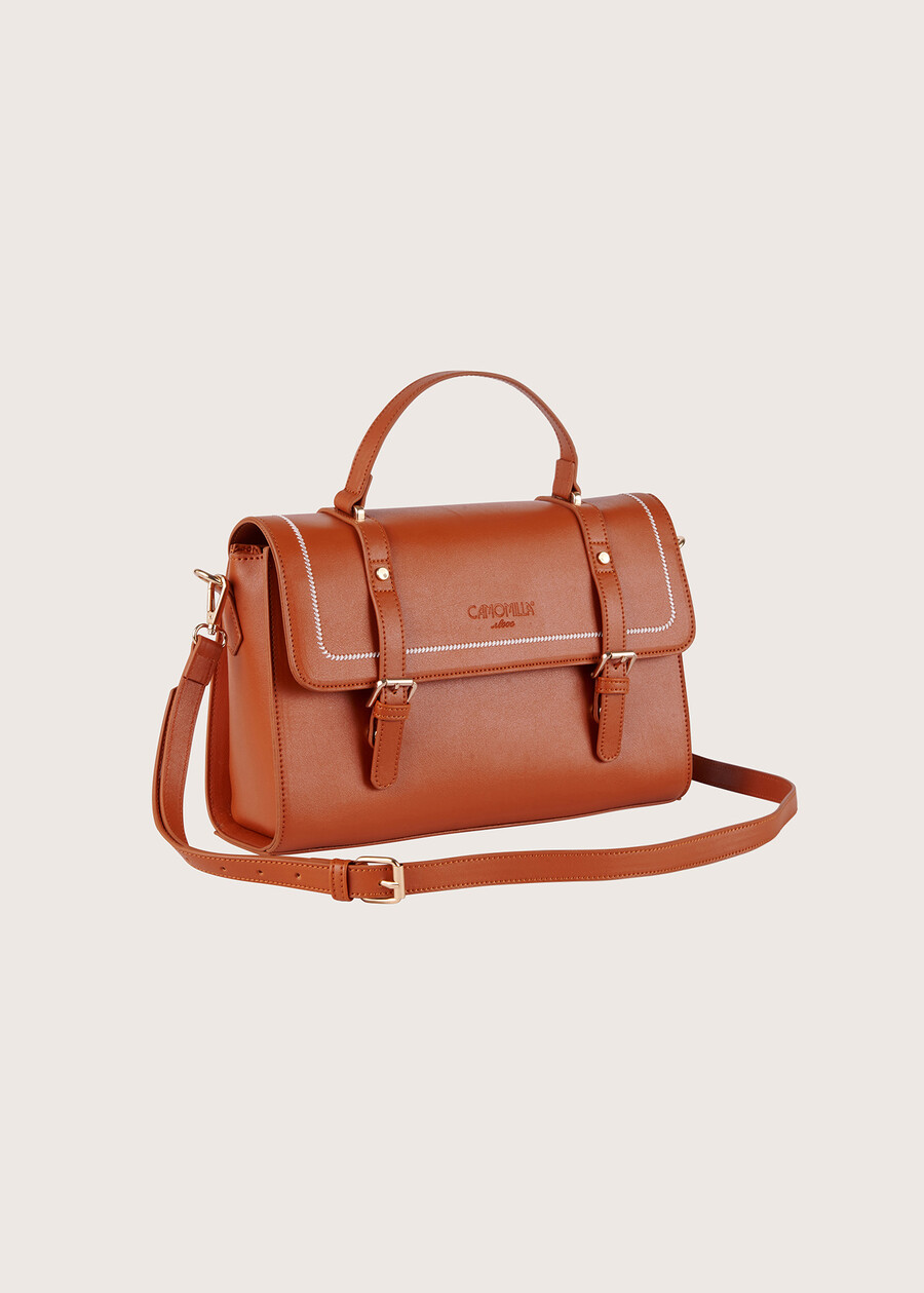 Bryn eco-leather satchel MARRONE CARAMELLONERO Woman , image number 1