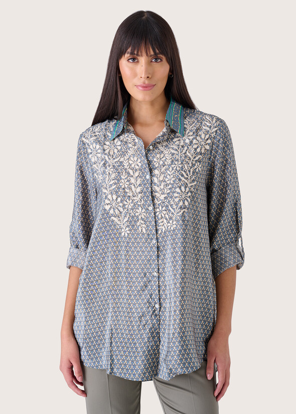 Camicia Cristal in satin BLUE POLVERE Donna null
