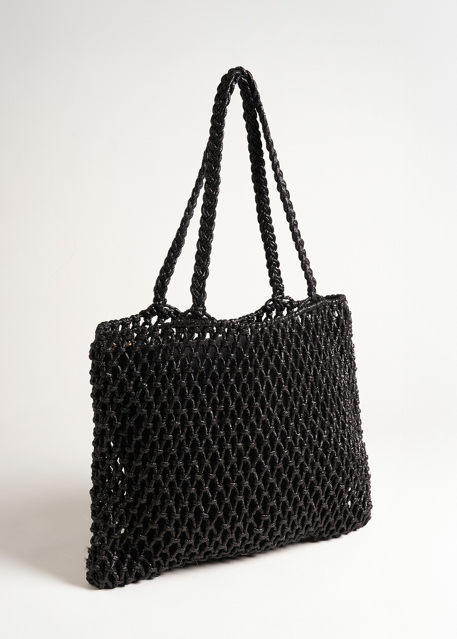 Barley metallic mesh shopping bag NERO BLACKMARRONE BRONZE Woman , image number 2