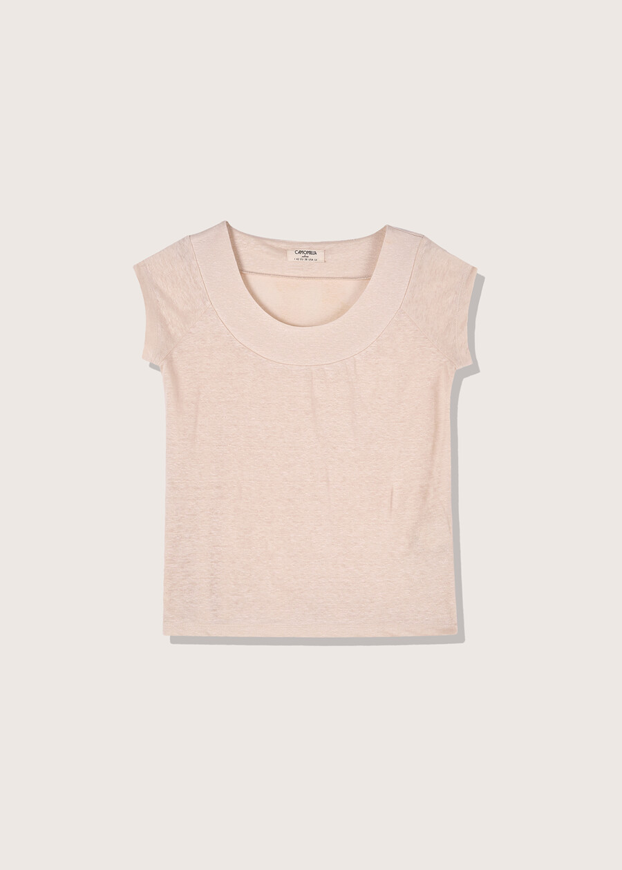 Sue 100% linen t-shirt BEIGE ECRUBLU MAIOLICA Woman , image number 4