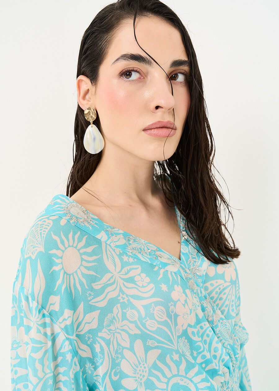 Blusa Biky in viscosa con ricami AZZURO AZZURRO Donna , immagine n. 3