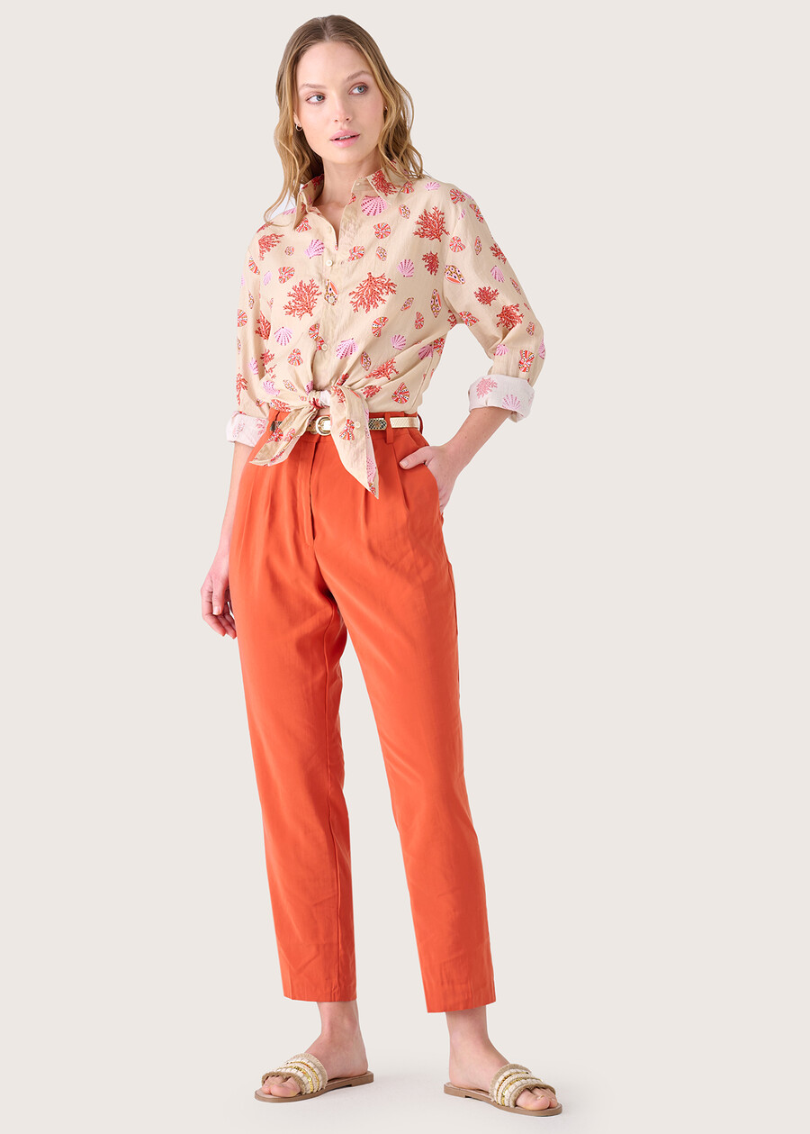Gigi trousers with cupro effect MARRONE CACAO Woman , image number 1