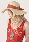 Straw hat with ribbon BEIGE LIGHT BEIGE Woman image number 1
