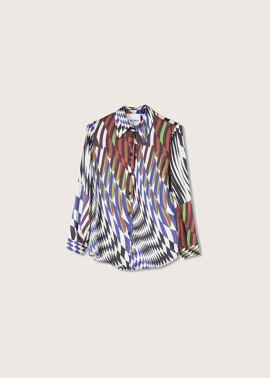 Camicia Alessia in satin BIANCO WHITE Donna , immagine n. 4