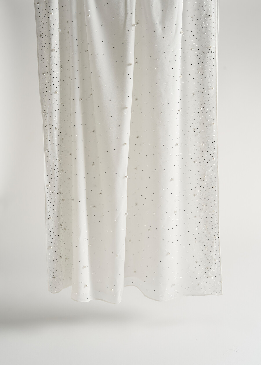 Stephany scarf with micro pearls BIANCO WHITEBLU Woman , image number 2