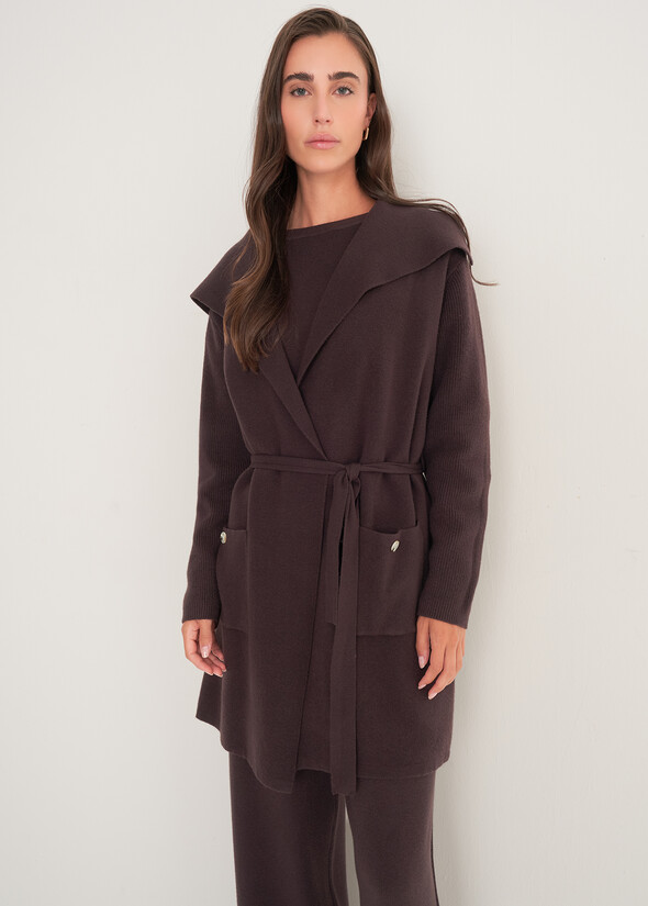 Cardigan Clotilde con collo a scialle MARRONE CAFFE Donna null