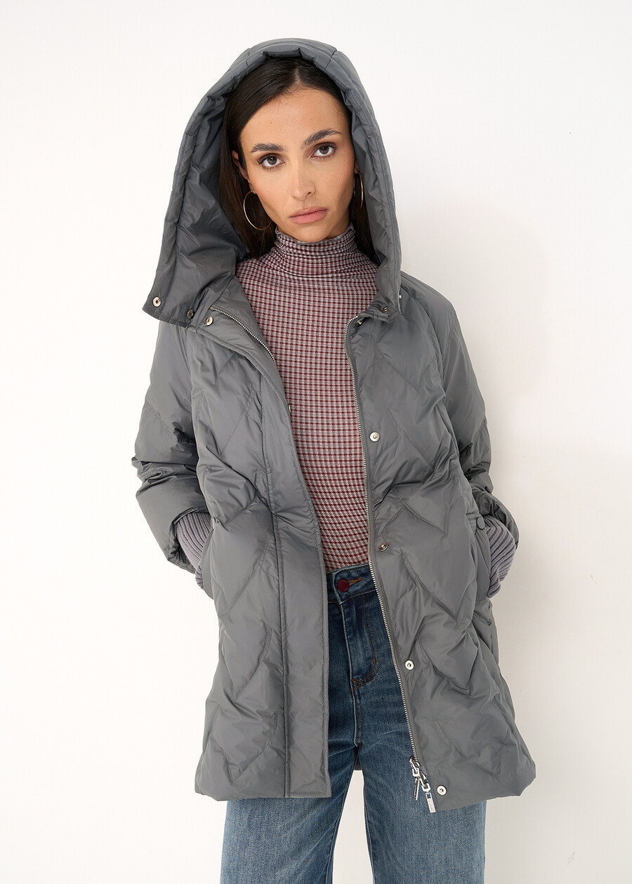 Piumino medio Pietro in piuma d'oca GRIGIO GREYBLU Donna , immagine n. 3