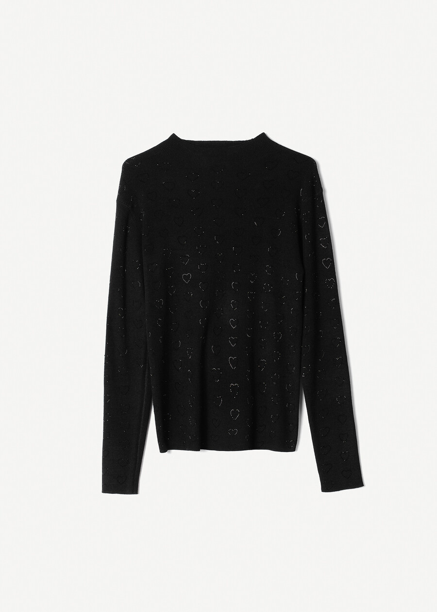 Marsh sweater with rhinestone hearts NERO BLACK Woman , image number 4