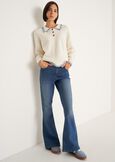 Matias polo-style sweater with contrast topstitchi BEIGE LATTE Woman image number 4