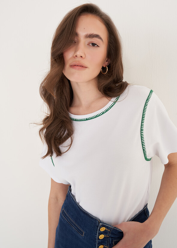 T-shirt Stuzy Ricamo a Mano BIANCO WHITE Donna null
