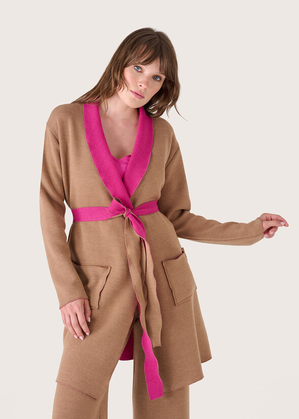 Cleo poly-viscose cardigan GRIGIO DARKGREYBEIGE TAUPE Woman null