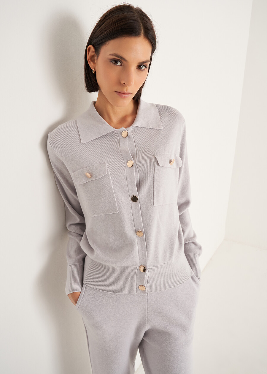 Cardigan Camilla con collo baby MARRONE CAFFEGRIGIO PERLA Donna , immagine n. 1