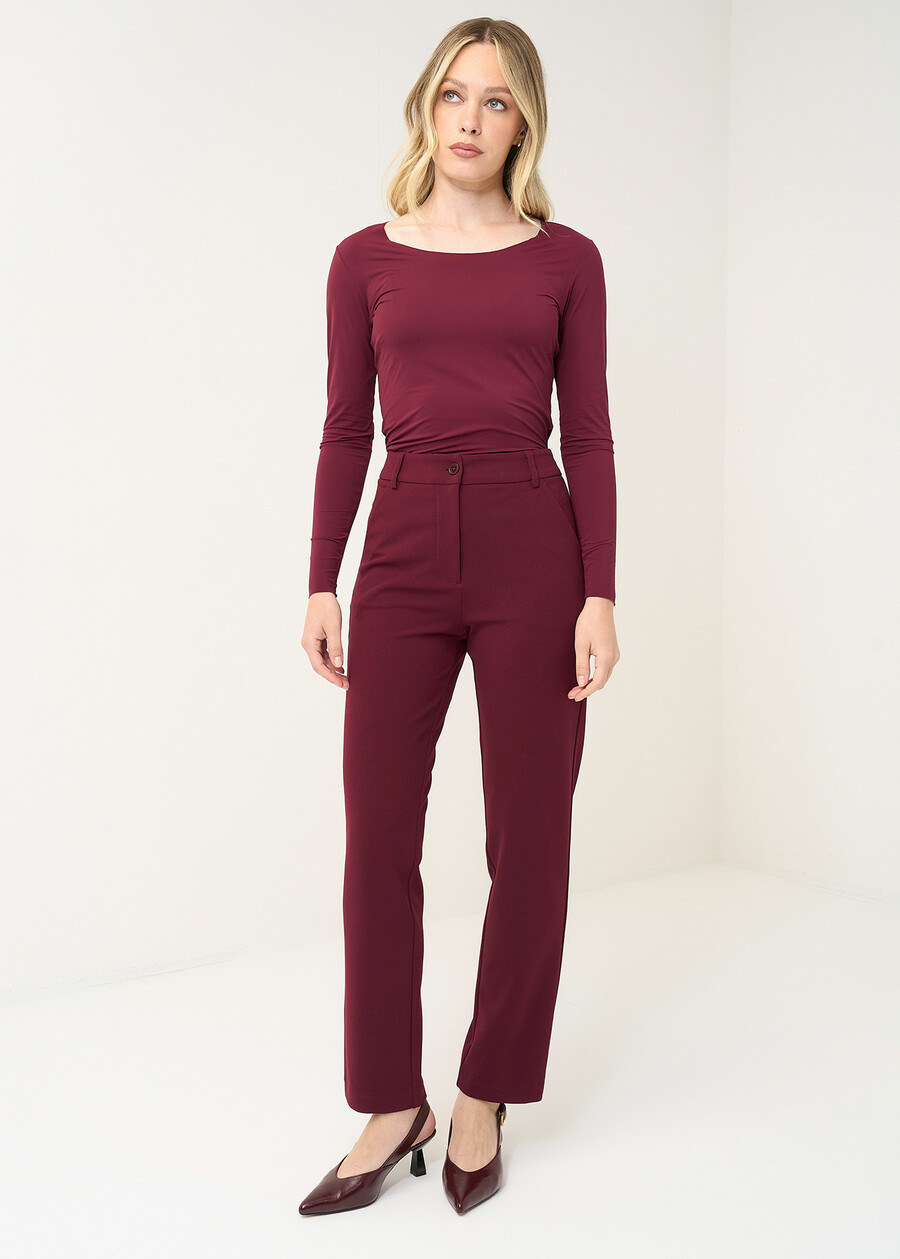 Pantalone Alice tessuto screppino ROSSO BORDEAUXVERDE GARDENMARRONE Donna , immagine n. 2