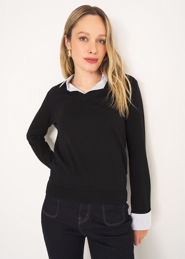 Myka knit with polka collar NERO BLACK Woman null