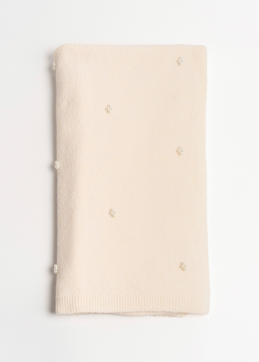 Sarym scarf with micro pearls NERO BLACKBEIGE LATTE Woman , image number 2