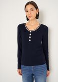Maglia Marcy con strass e bottoni gioiello BLU Donna immagine n. 1