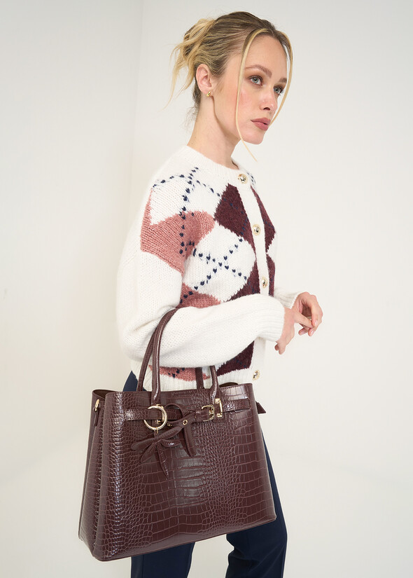 Brest croc-effect shopper bag MARRONE Woman null