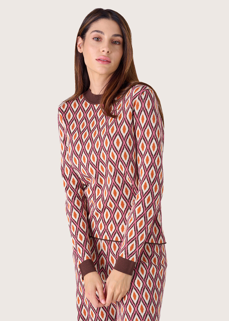 Melyna geometric pattern jersey MARRONE CASTAGNA Woman , image number 1