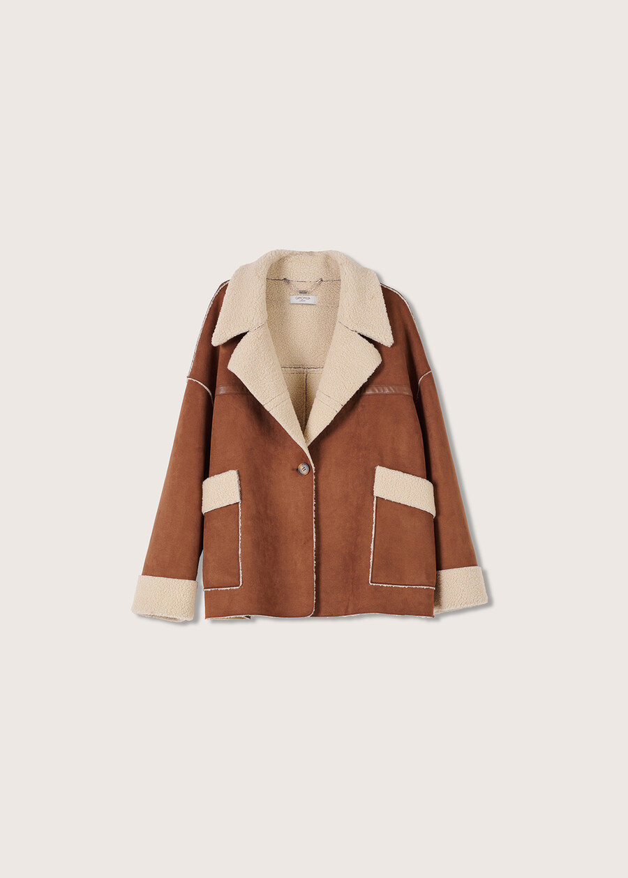Cappotto Chloe in eco-suede MARRONE TIERRA Donna , immagine n. 6