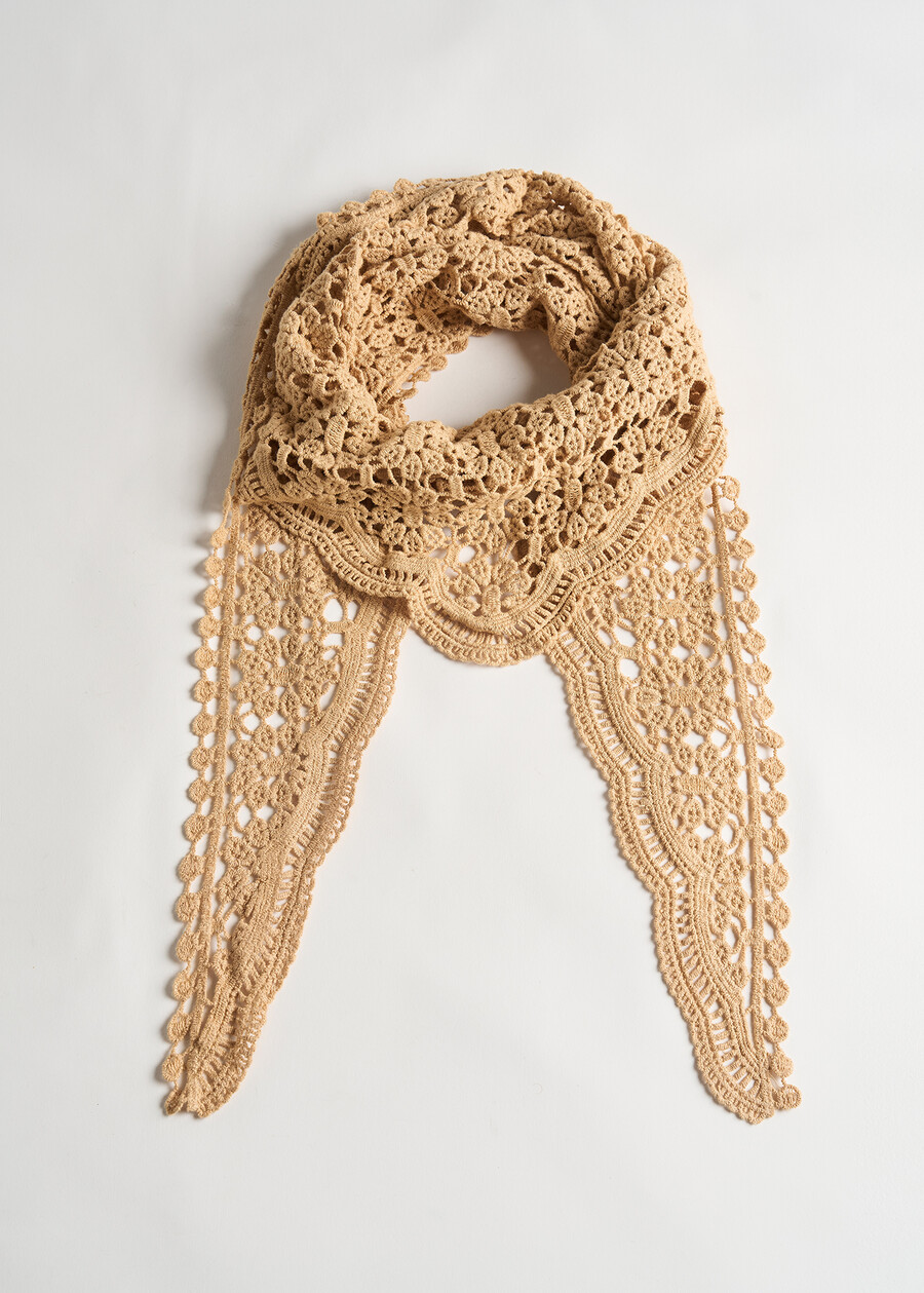 Foulard Stefania cotone crochet BEIGE DESERT Donna , immagine n. 1