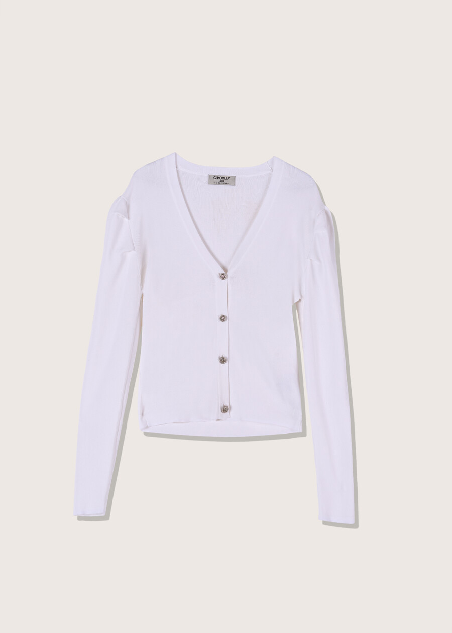 Clio cardigan with puff sleeves BIANCO OPTICAL Woman , image number 4