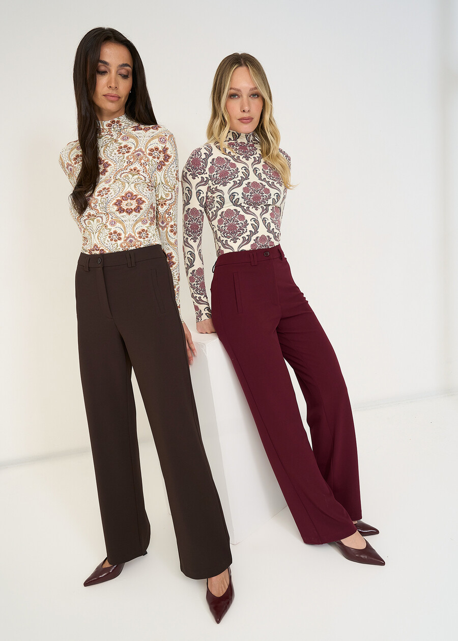 Giorgia pleated-texture trousers ROSSO BORDEAUXMARRONE Woman , image number 6