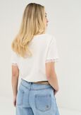 Summer T-shirt with lace and beads BIANCO WHITE Woman image number 3